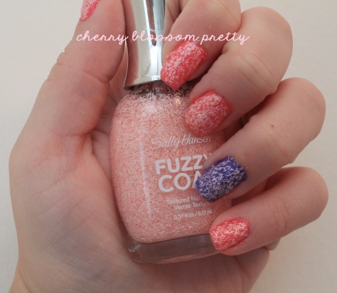 Sally Hansen Fuzzy Coat in "Wool Lite" Over Wet N Wild Mega Last in "Candy-Licious" and "On a Trip"